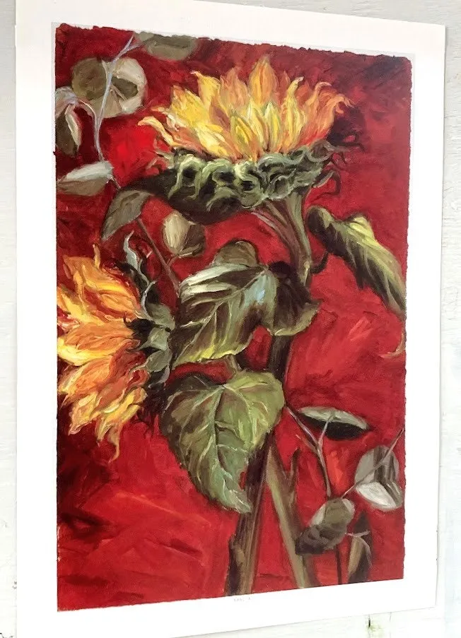 Art Print/Sunflowers/Red and Yellow/12" 18" image