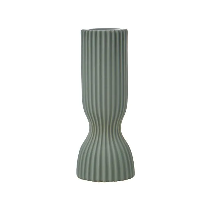 Ribbed Ceramic Vessel - Green